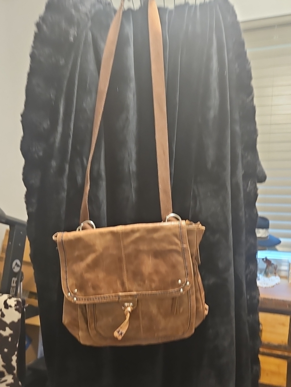 The Sak Brown Suede Crossbody Bag with Tassel Detail